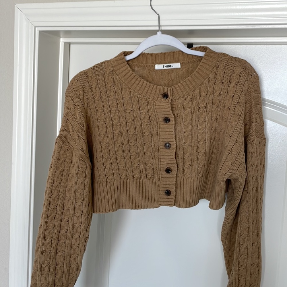 snidel beige color crop cardigan